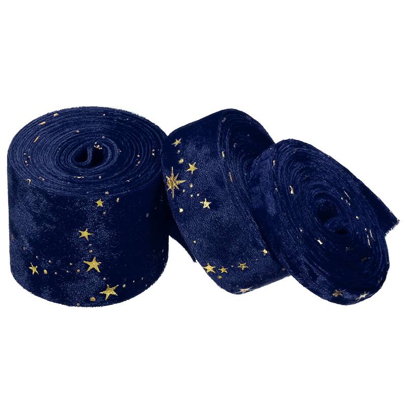 3/8", 1", 2" Velvet Ribbons Set, 3 Roll Total 6.6 Yard Craft Ribbon