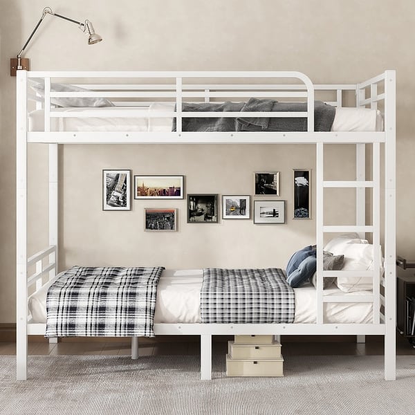 slide 2 of 5, Full over Full Size Metal Bunk Bed for Teens and Adults, No Box Spring Needed