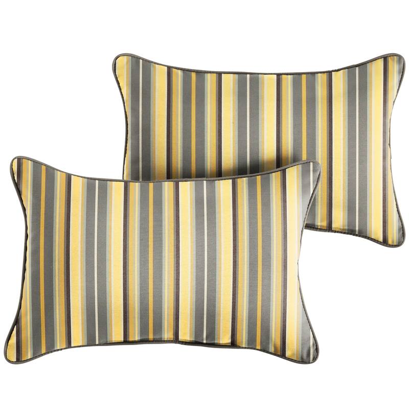 Sunbrella Foster Metallic/ Canvas Charcoal Corded Indoor/ Outdoor Pillows (Set of 2)