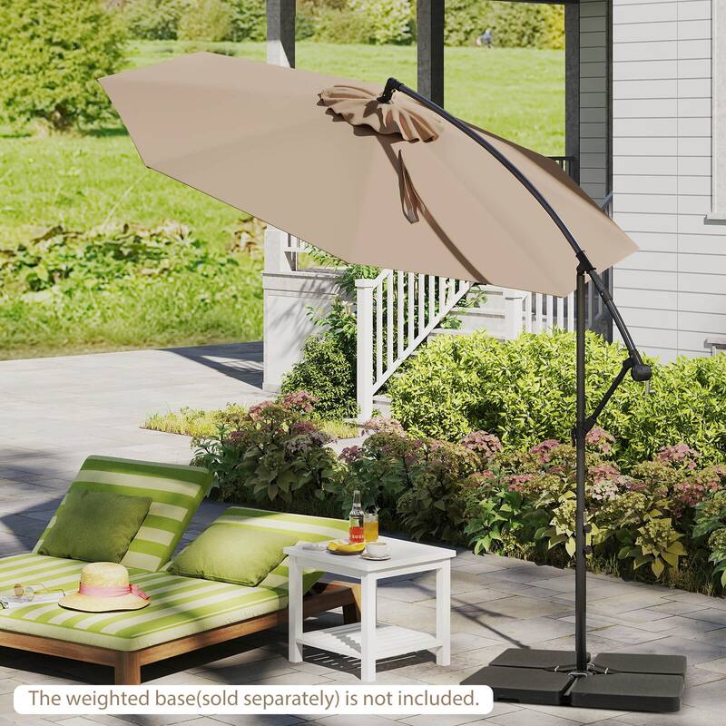 Costway 10 FT Patio Offset Umbrella w/8 Ribs Cross Base Tilt
