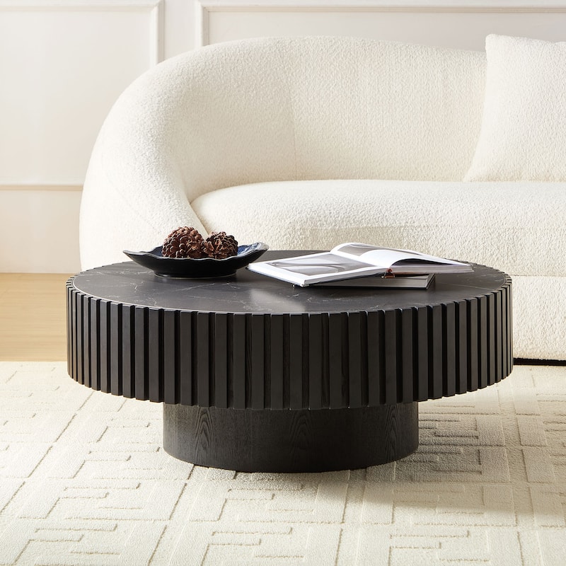 Modern Nested Round Coffee Table Multi-Functional Coffee Table with Sintered Stone Tabletop and Base, for Living Room