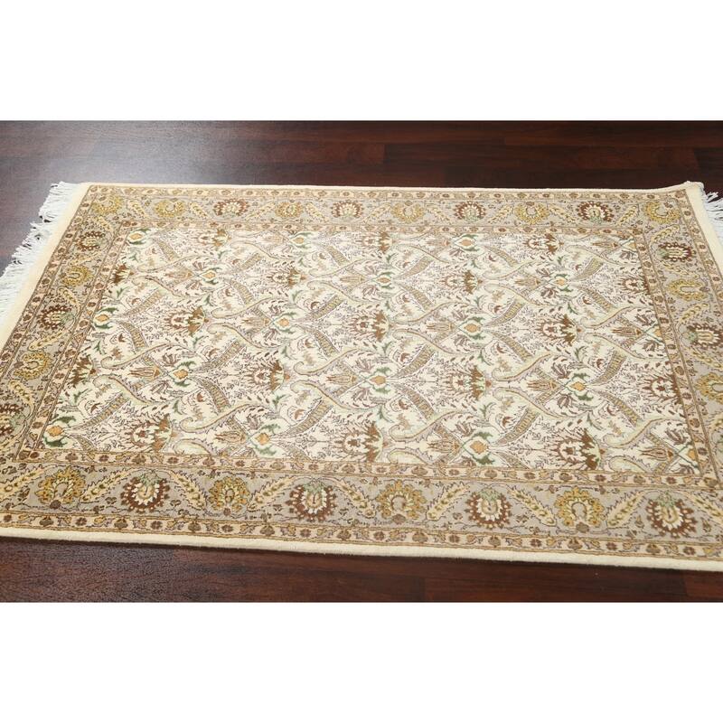 Wool/ Silk Vegetable Dye Tabriz Oriental Area Rug Hand-knotted Carpet - 4'0" x 6'4"