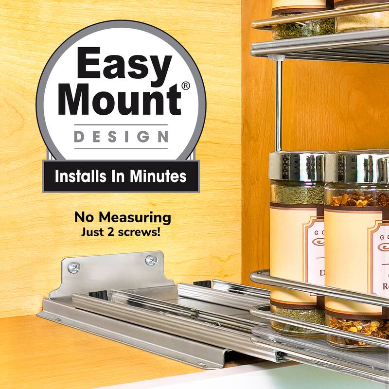 LYNK PROFESSIONAL® Pull Out Spice Rack Organizer for Cabinet - 6-1/4 inch Wide - Lifetime Limited Warranty - 2 Tier, Chrome
