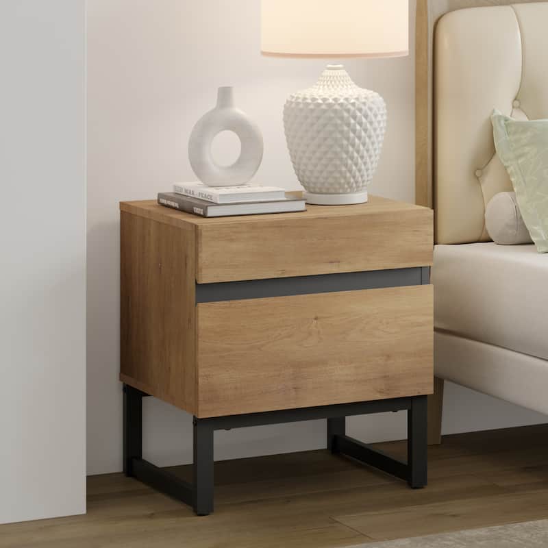 WAMPAT Modern End Table, Farmhouse Sofa Table, Wood Rustic Side End Table for Living Room, Nighstand for Bedroom