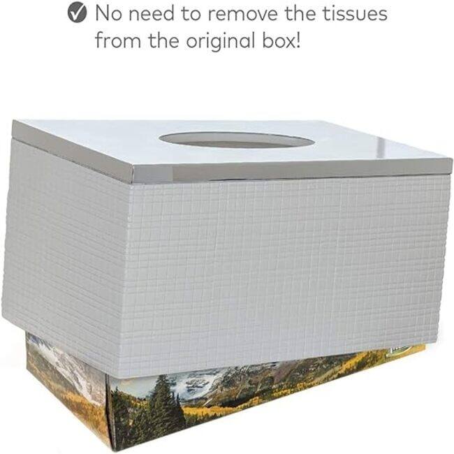 Creative Scents Estella White Rectangular Tissue Box Cover