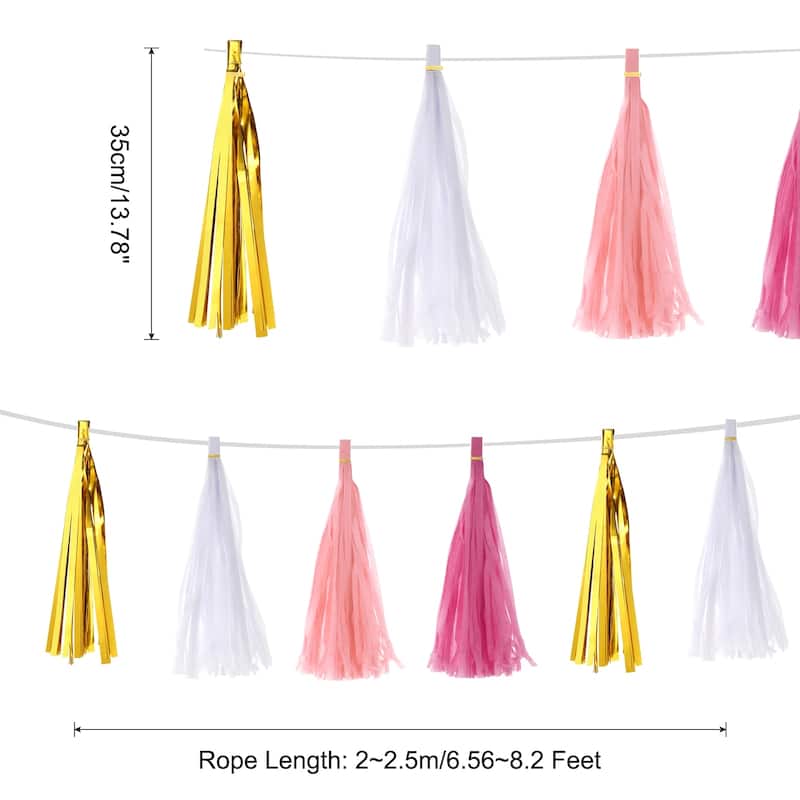 20Pcs Tassel Garland Banner with Rope - White,Gold,Light Pink,Rose Red