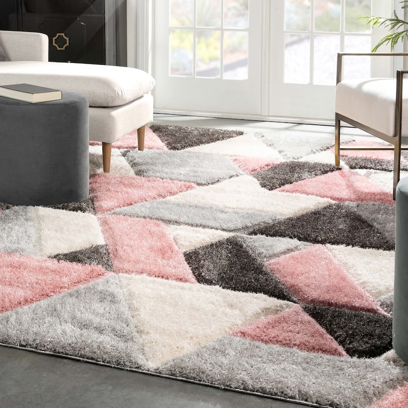 Well Woven San Francisco Holland Geometric Modern Carved Shag Area Rug
