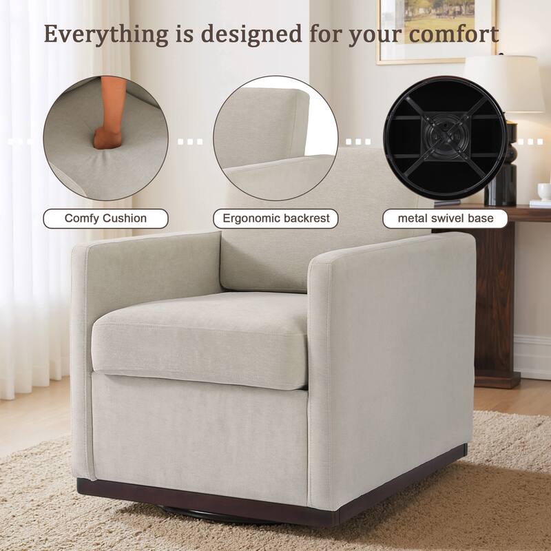 Modern Upholstered Swivel Accent Arm Chair