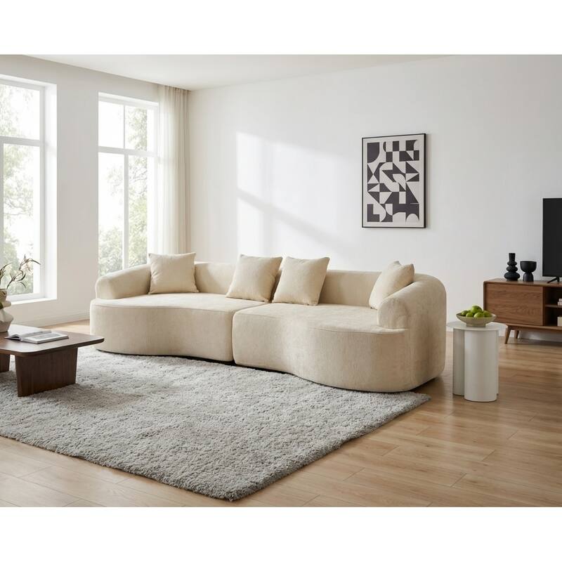 106.29" Curved Chenille Sectional Sofa, No Assembly Required