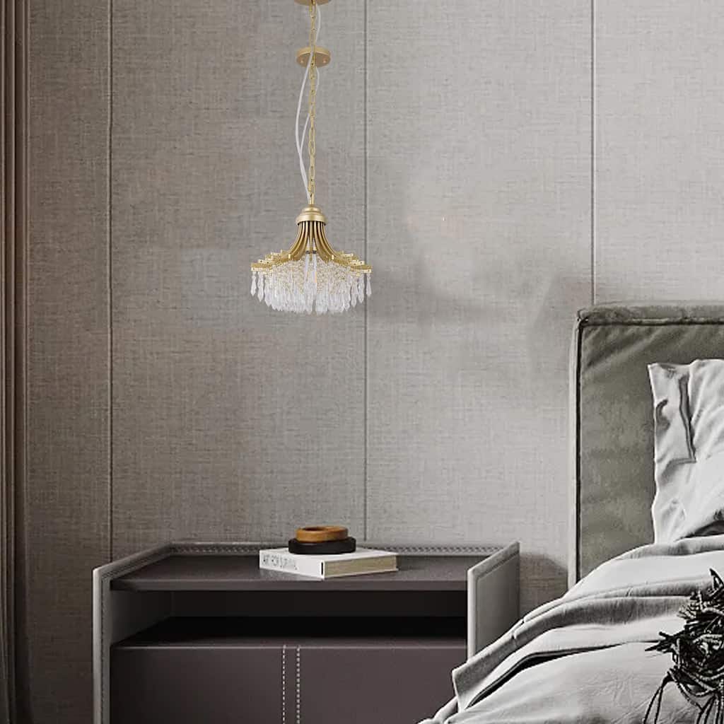 Single Bulb Matte Gold Fan Shaped Chandelier