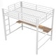 preview thumbnail 27 of 64, Gaming Loft Bed with RGB LED Light & USB Charge Station, Metal Loft Bed Frame w/Built-in Desk & Full-Length Guardrails