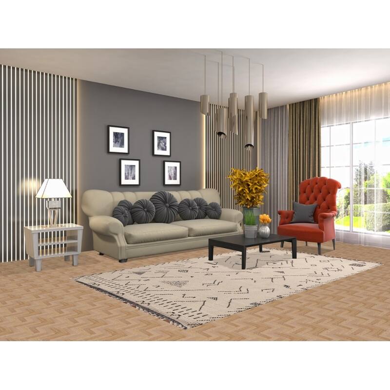 Abstract Moroccan Oriental Area Rug Handmade Wool Carpet - 4'11"x 8'7"