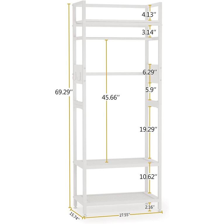 Industrial Small Clothes rack with shelves,freestanding closet organizer,27'' W X69'' H