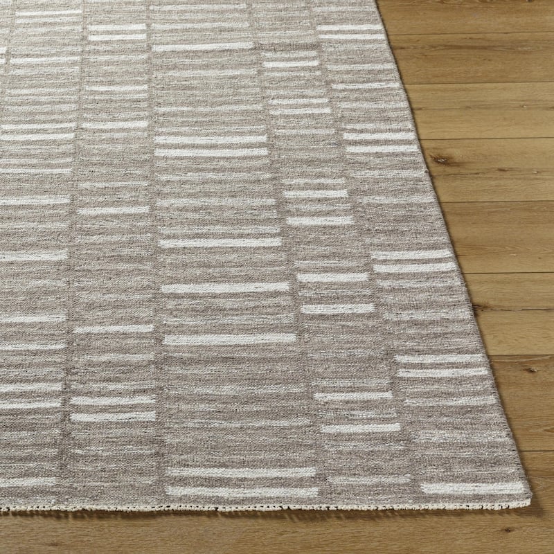 Madilyn Mid-Century Modern Stripe Fringed Area Rug