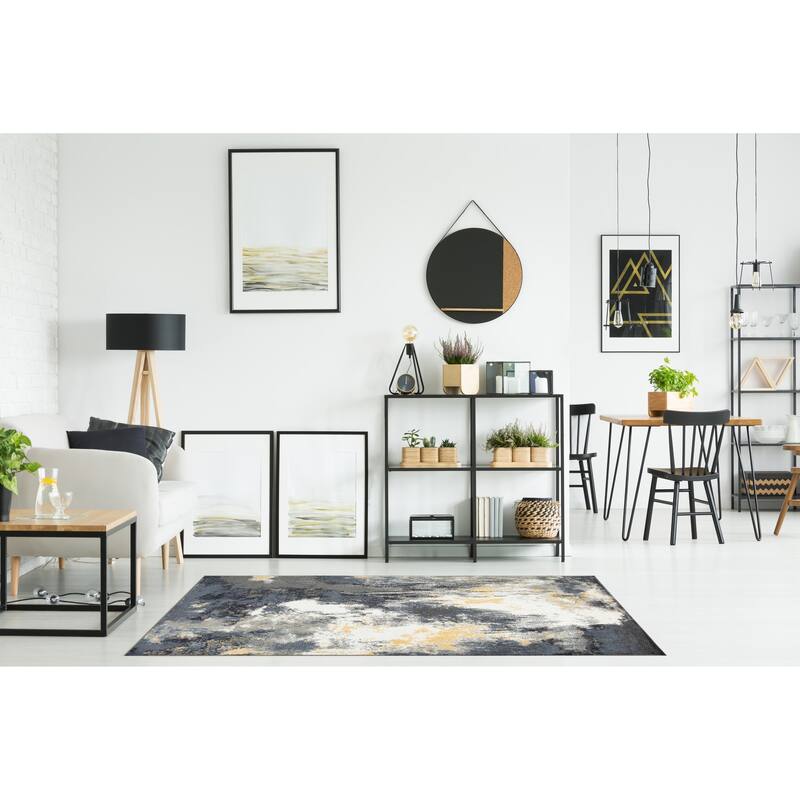 Kriselia Collection Blue/Gray Abstract Area Rug