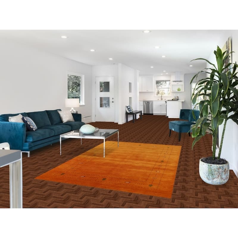 Hand Knotted Oriental 100% Wool Carpet Tribal Tribal Oranges & Rust Gabbeh Area Rug - 7' 6'' X 5' 1''