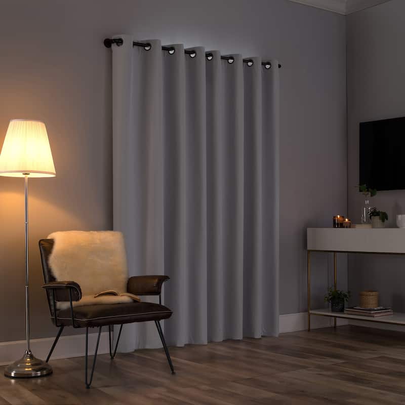 Sun Zero Tyrell Tonal Texture Draft Shield Fleece Insulated Total Blackout Grommet Curtain Panel, Single Panel