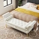 preview thumbnail 5 of 65, Armed Ottoman Bench PU Leather Bench Button Tufted Sofa Stool Bench Footrest Stoolfor Entryway, Living Room and Window Beige