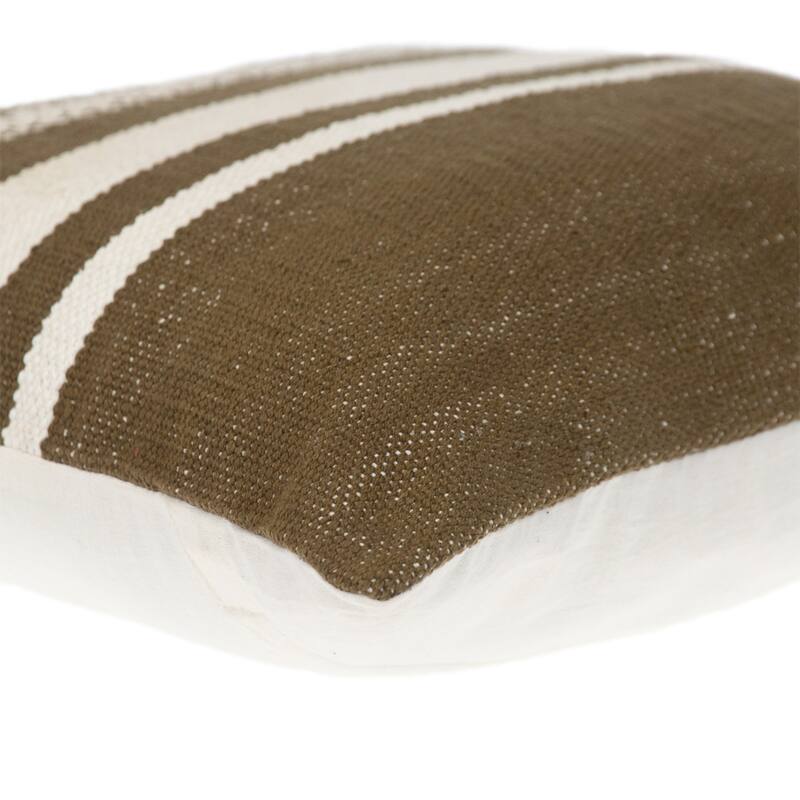 Striped Square Throw Pillow - 18" - Brown and White
