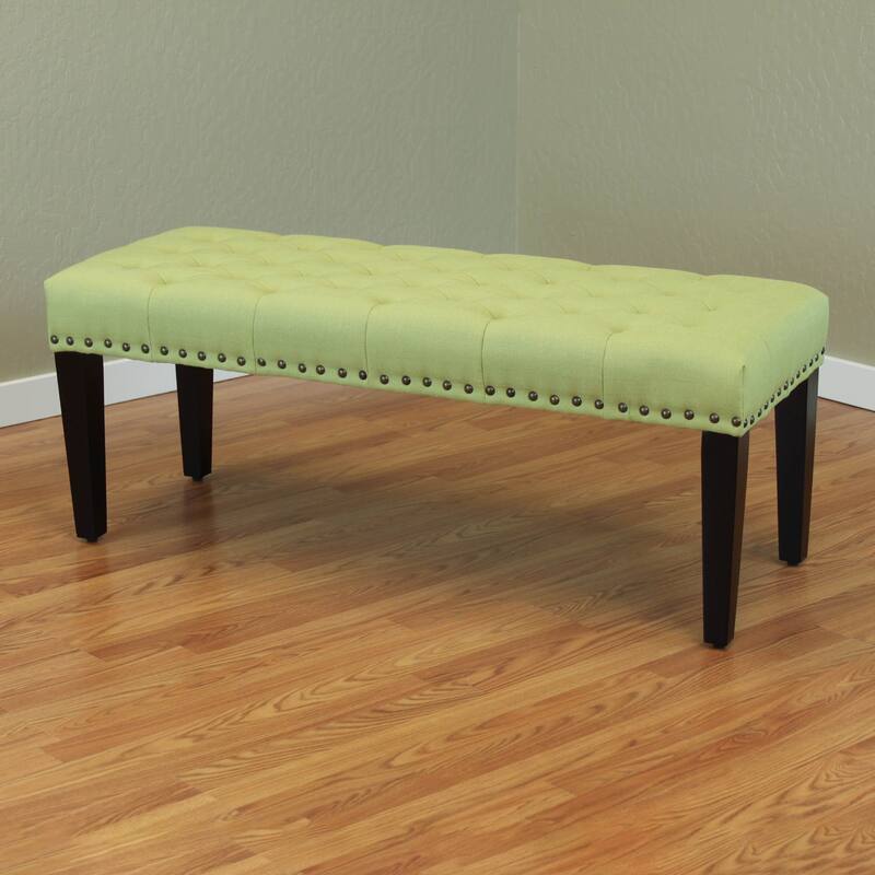 Sopri 49-inch Linen Upholstered Tufted Transitional Bench - Apple Green