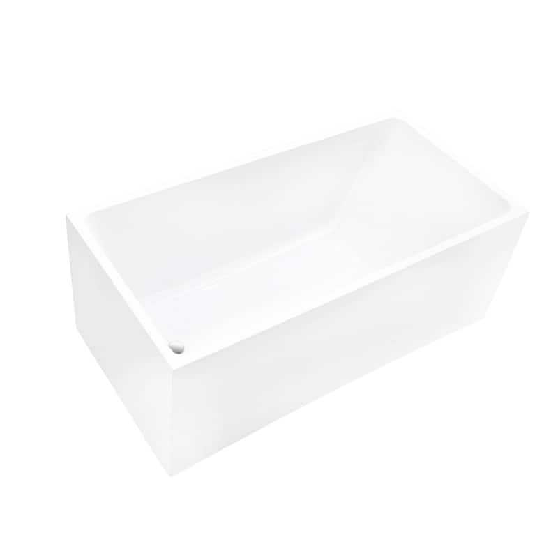 Vanity Art 55" x 29" White Acrylic Flatbottom Freestanding Bathtub