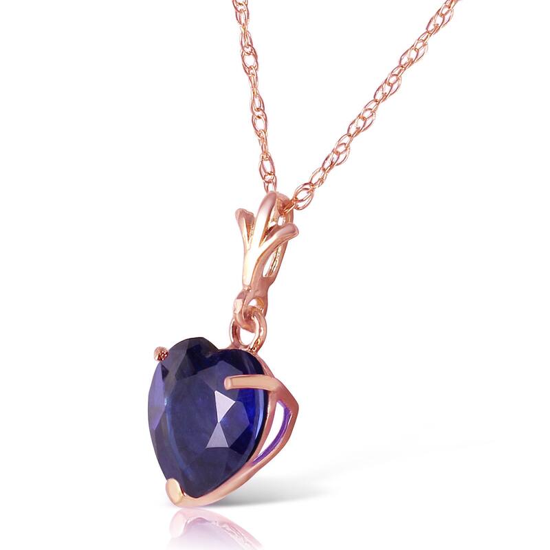 1.55 Carat 14K Solid Gold Gemstone Necklace Natural Heart Sapphire