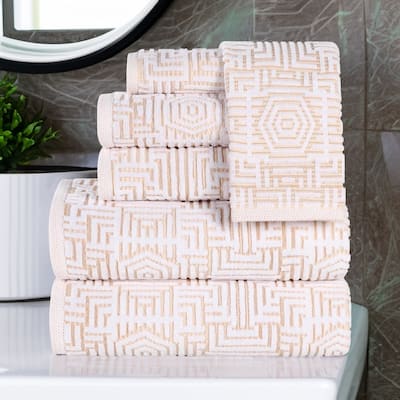 Superior Jasper Cotton Modern Jacquard Soft 6 Piece Bathroom Towel Set
