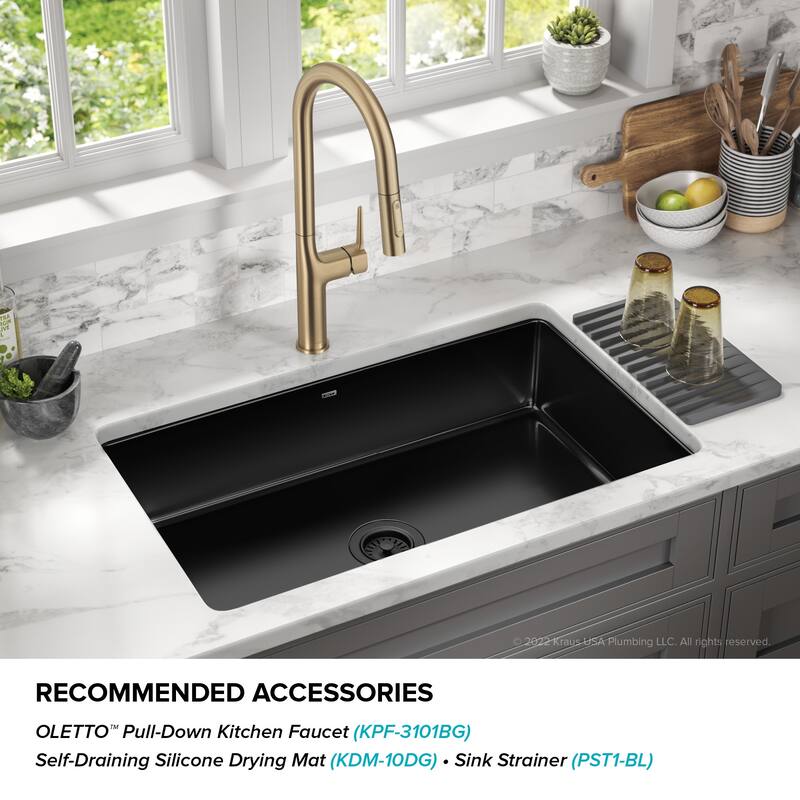 KRAUS Pintura Porcelain Enameled Steel Undermount Kitchen Sink