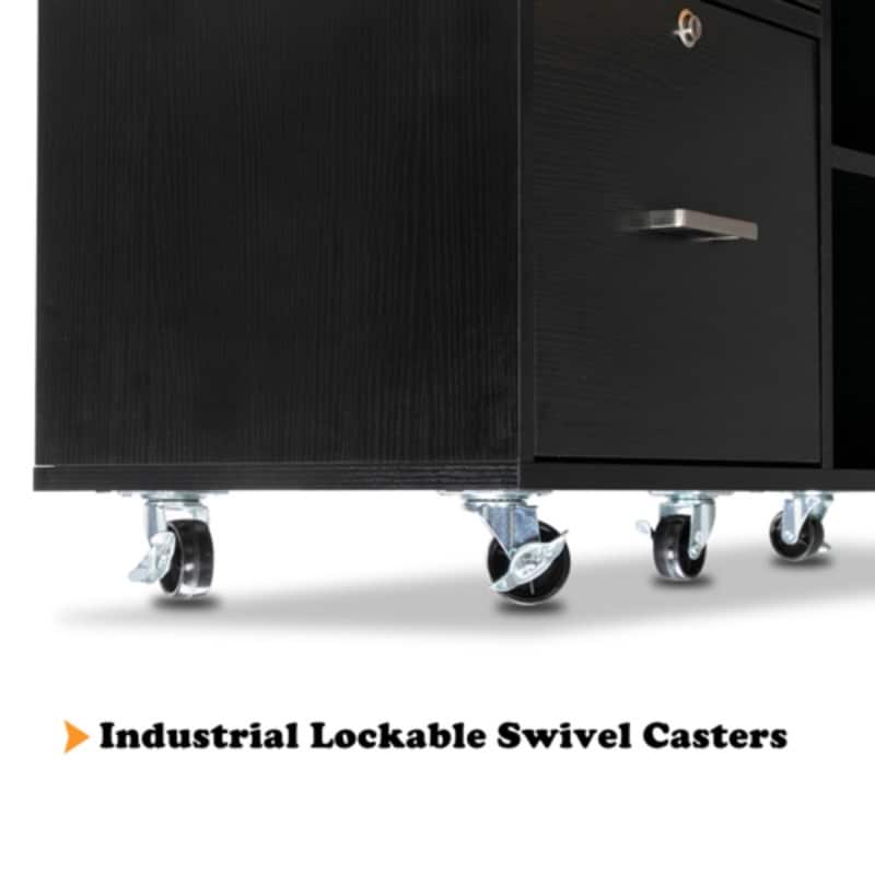 Black Wood Grain 4-drawers Wooden File Cabinet