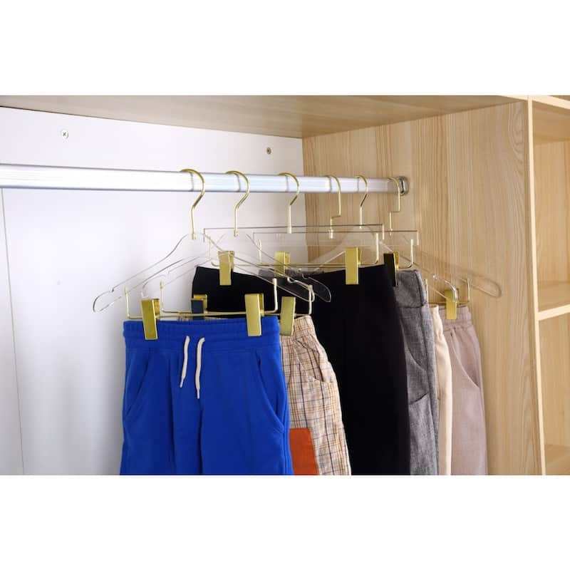 YBM Home Quality Acrylic Clear Hangers with Clips, Men