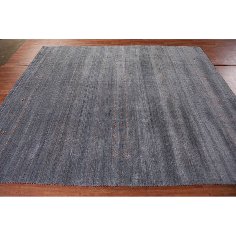 Hand Knotted Oriental 100% Wool Carpet Tribal Tribal Greys & Charcoal Gabbeh Area Rug - 9' 6'' X 8' 1''