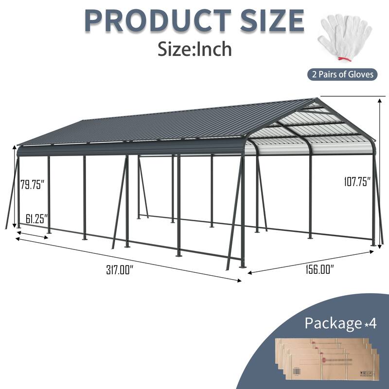 Heavy-Duty Galvanized Steel Carport‌ – Industrial-Grade Metal Shelter for Cars & Trucks with Corrosion-Resistant Frame