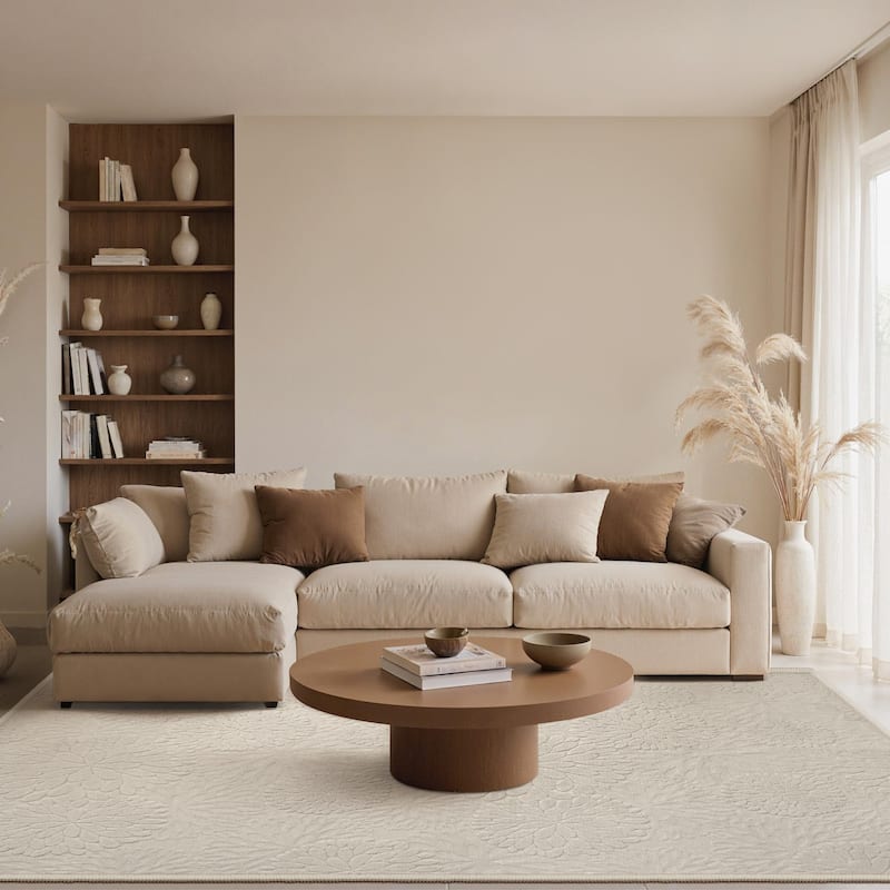 Mcow High-Low Textured Plush Washable Non-Slip Area Rug