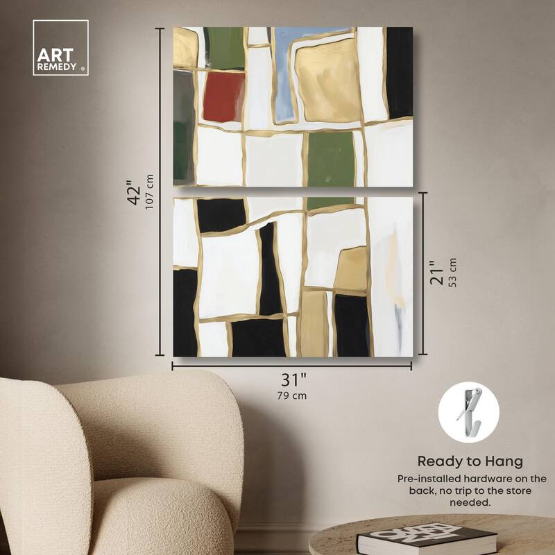 Kiss in Abstraction Canvas Set of 2 by Art Remedy, Gallery Wrapped
