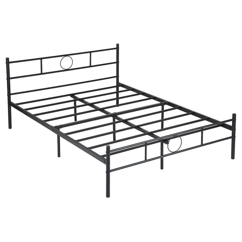 Homy Casa Black Metal Bed Frame with Headboard & Footboard, Full Size