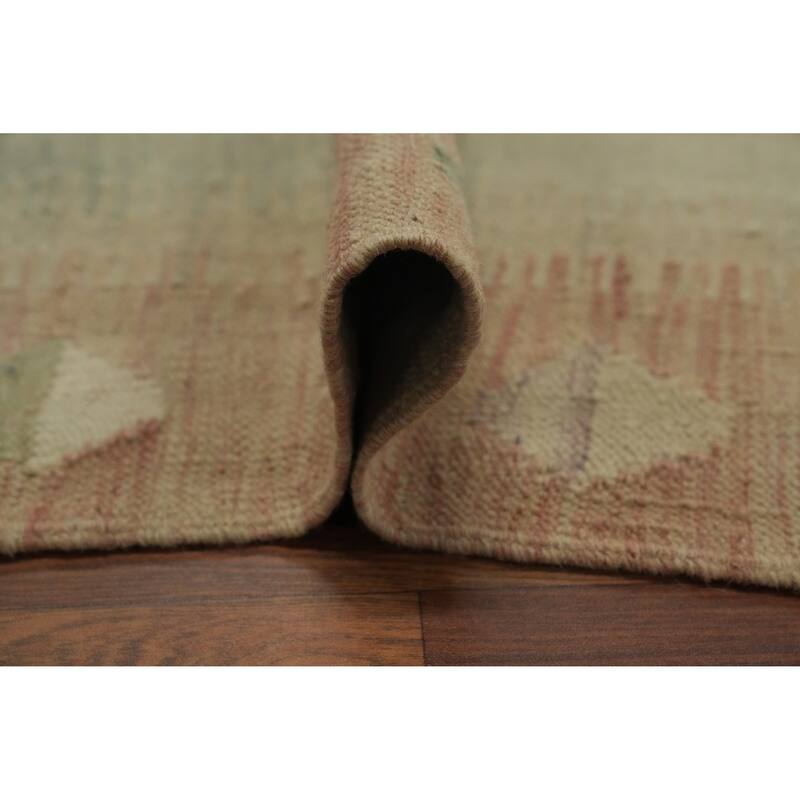 Hand Woven Oriental 100% Wool Carpet Southwestern Tribal Green Kilim Area Rug - 6' 0'' X 3' 9''