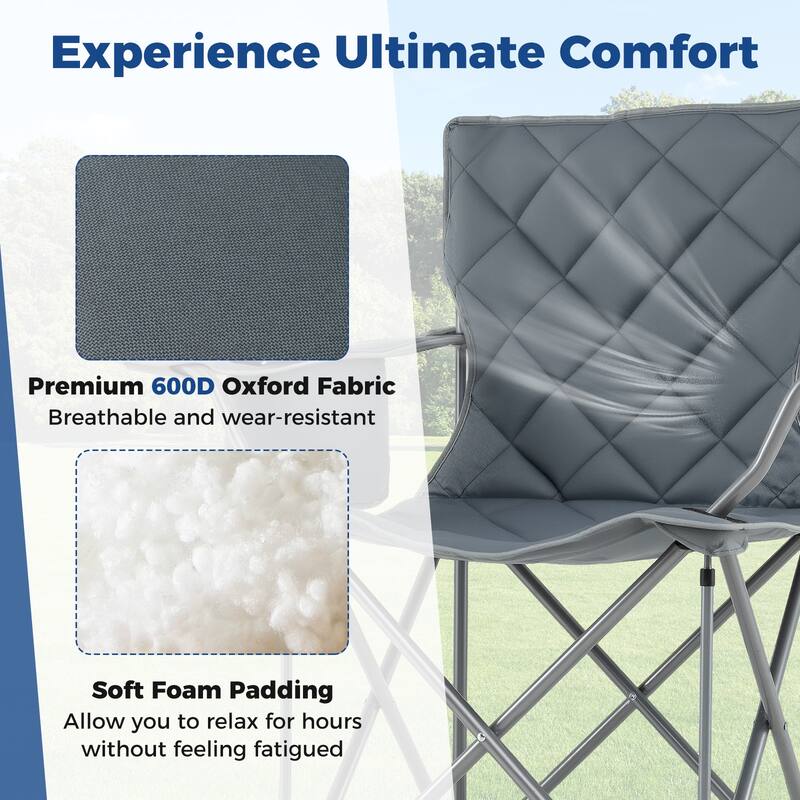 Gymax Oversized Camping Chairs Heavy Duty Outdoor Folding Chair