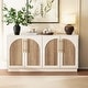 preview thumbnail 3 of 16, Double Layered 4 Doors Cabinet Modern Arched Design Storage Cabinet White