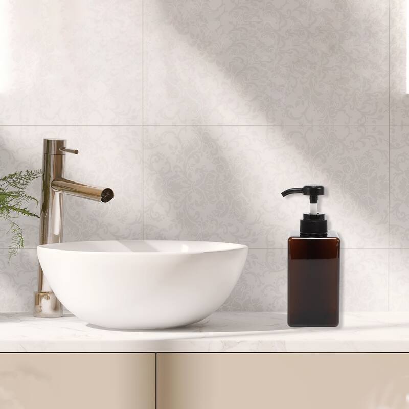 Square Simple Soap Pump Dispenser for Bathroom Laundry Rooms - Brown - 450ml