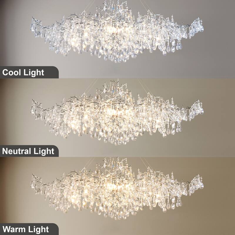 KAYLA 47.2" 14-Lights Gold Luxury Crystal Linear Chandelier