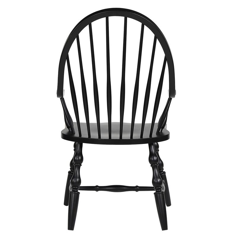Retro Spindleback Dining Chair - Cozy Armchair, Fully Assembled - Antique Black Finish - HomeStock