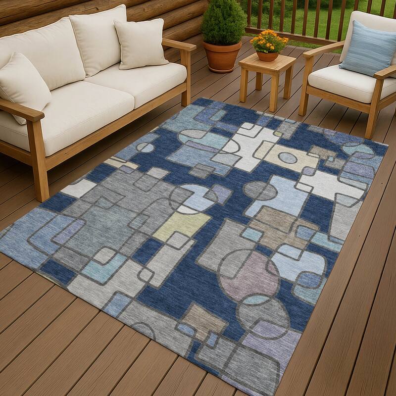 Machine Washable Indoor/ Outdoor Contemporary Prenner Chantille Rug