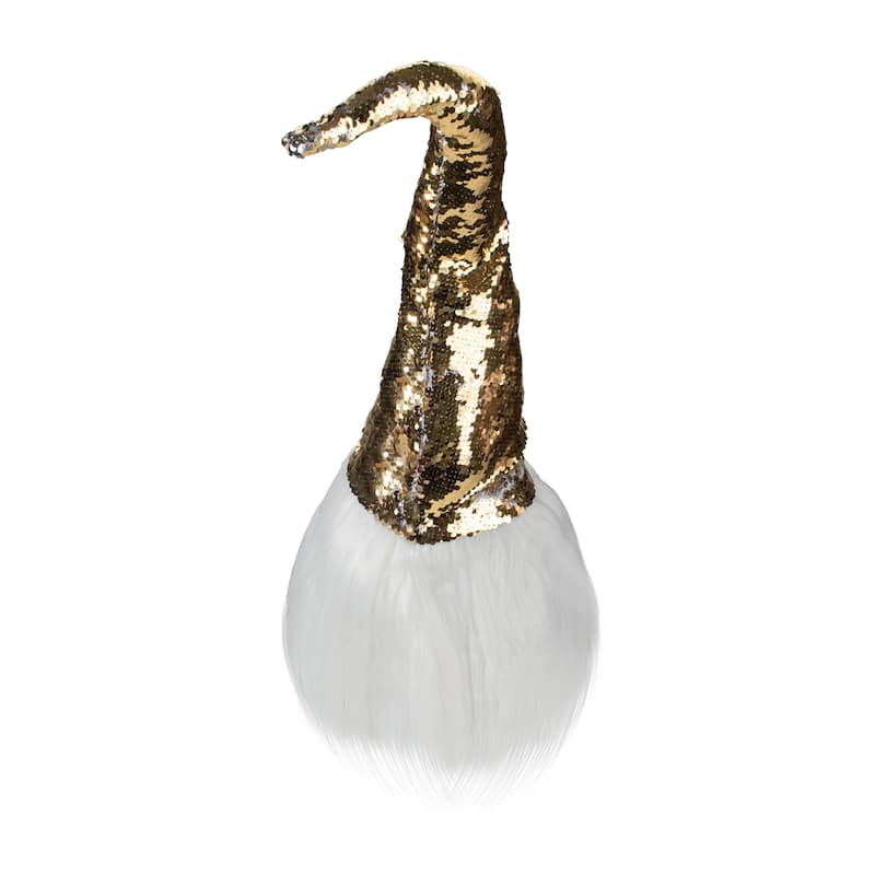 25-Inch Gold Silver and White Weighted Christmas Gnome Decoration - 25"
