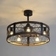 preview thumbnail 52 of 191, 16.5"/18.5"/20"/23.6"/24"/28" Vintage Distressed White Low Profile Caged Ceiling Fan with Light and Remote (7/6/5/3-Blade)