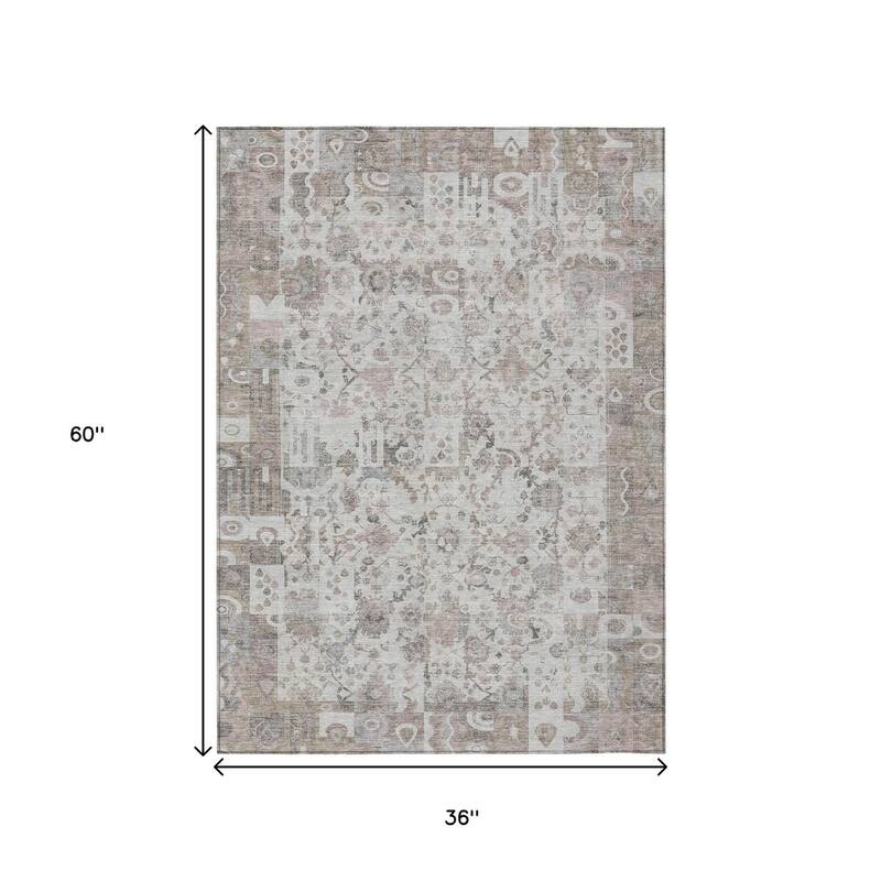 HomeRoots Patchwork Traditional Rectangle Outdoor Rug