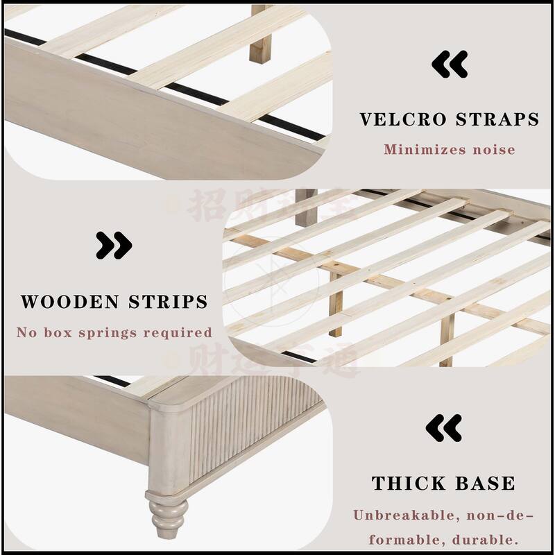 Queen Platform Bed Frame with Tall Headboard