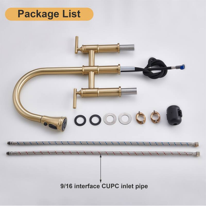 Clihome 3-Function Stainless PullDown Kitchen Heritage Bridge Faucet
