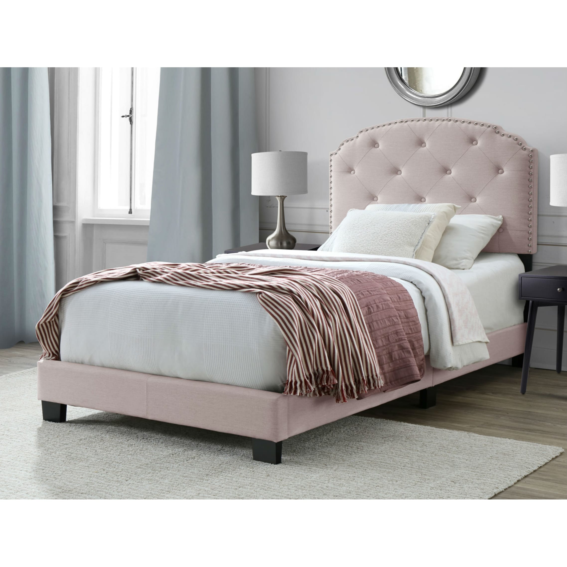 DG Casa Wembley Button Tufted Upholstered Bed On Sale Bed Bath