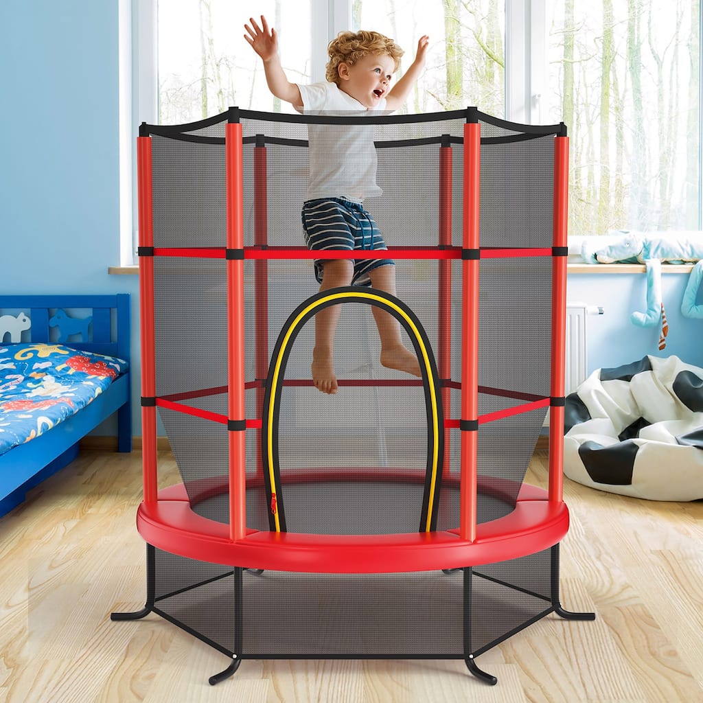 55" Toddler Trampoline Indoor for Kids W/Safety Enclosure Net