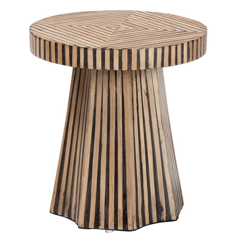 Devika Modern Bohemian Two-Tone Natural and Dark Brown Bamboo End Table